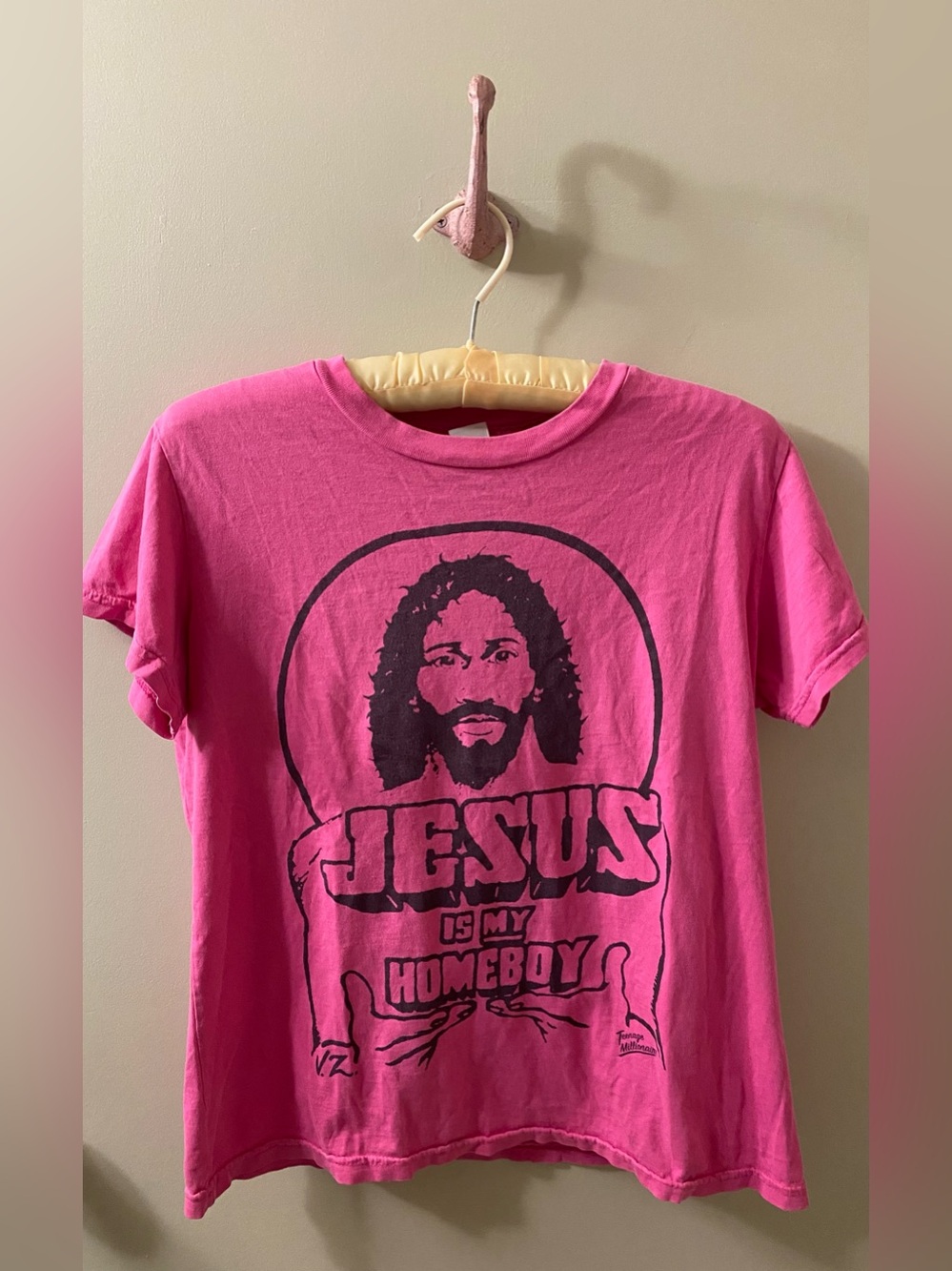Jesus Is My Homeboy Teenage Millionaire Hot Pink Y2K T-Shirt
